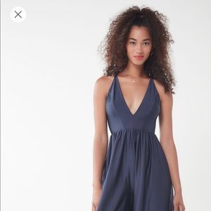 UO Gia Plunging Shimmering Jumpsuit